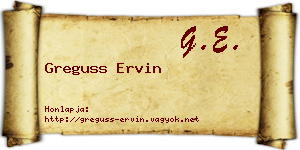 Greguss Ervin névjegykártya